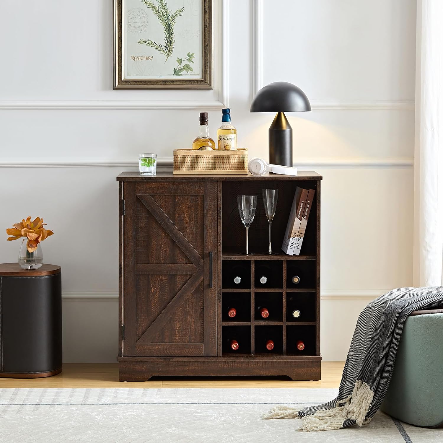 Farmhouse Bar Cabinet Wine Rac - Home Bar Shelves review and price