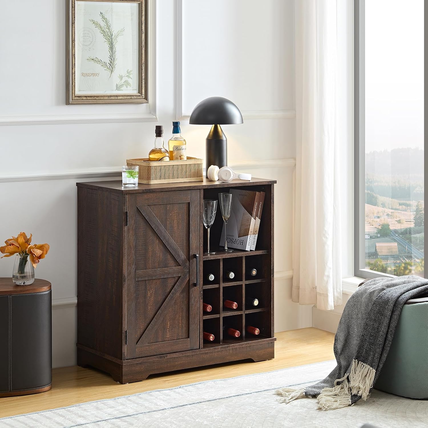 Farmhouse Bar Cabinet Wine Rac - Home Bar Shelves review and price