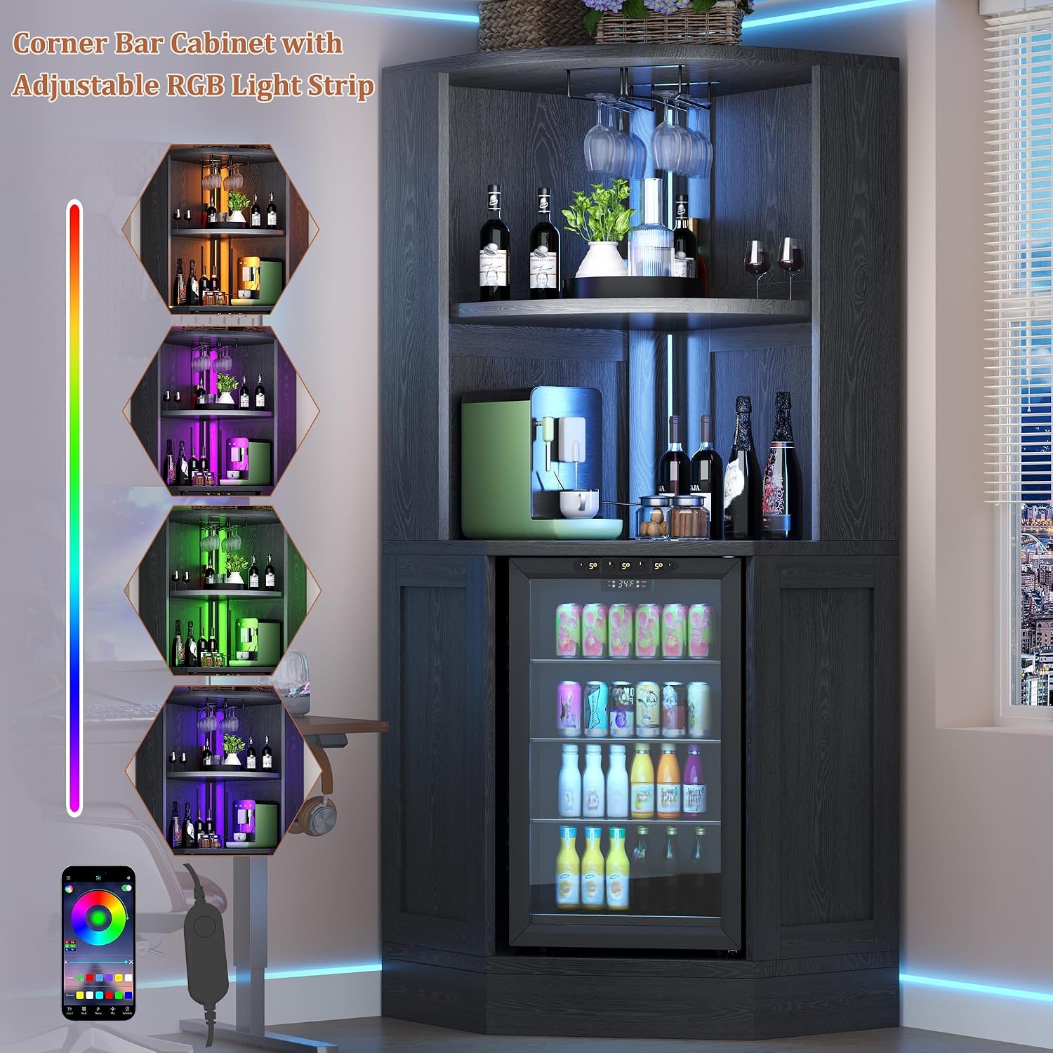 Corner Bar Cabinet with Fridge - Home Bar And Fridge review and price