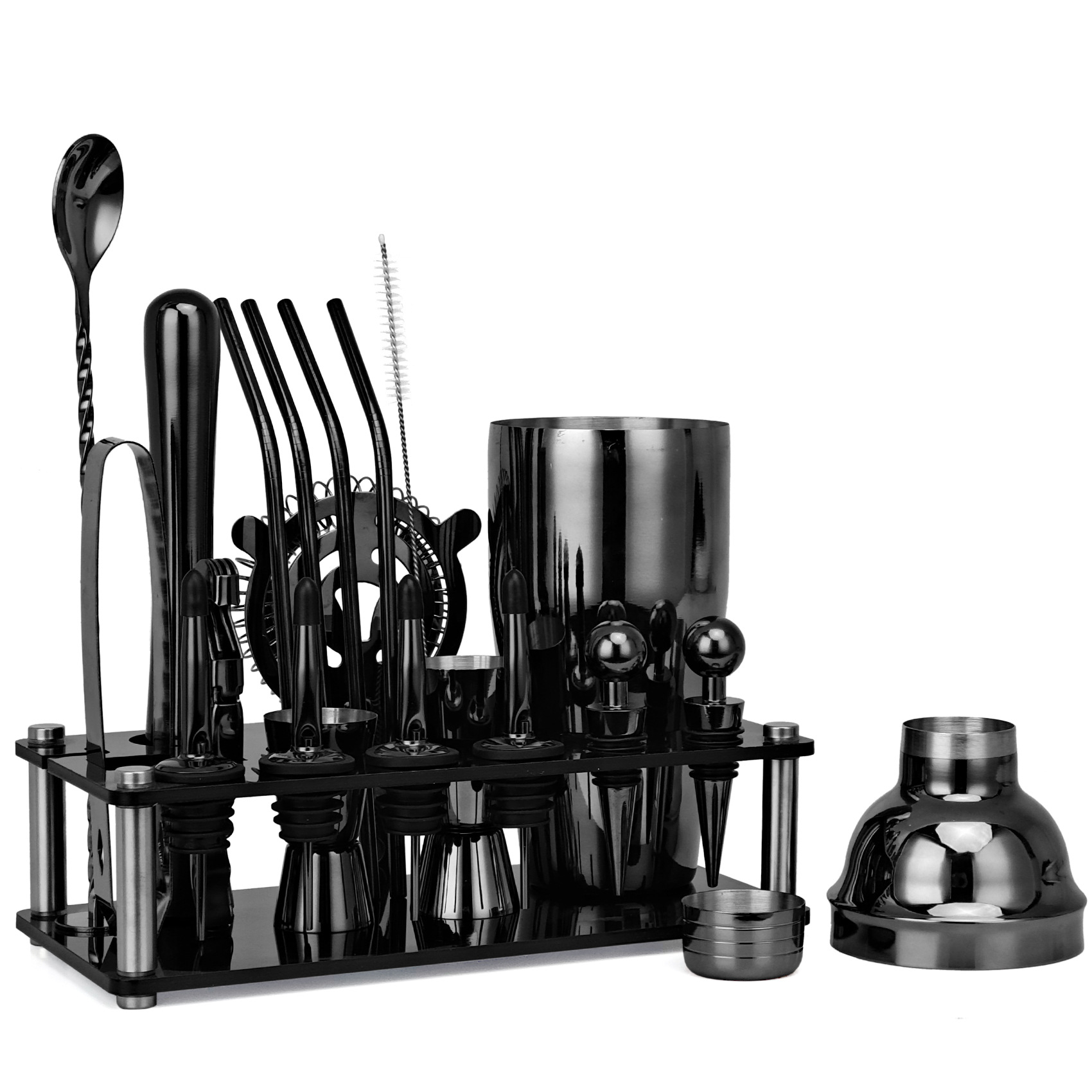 20pcs Black/Rose Gold/Silver 8 - Boston Shaker Set review and price