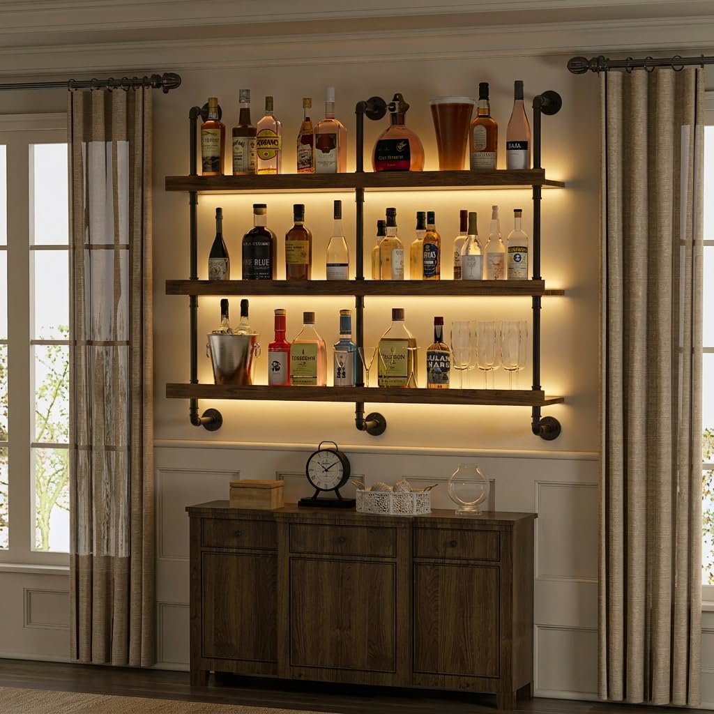 Wall Mounted Wine Rack With LE - Home Bar Shelves review and price