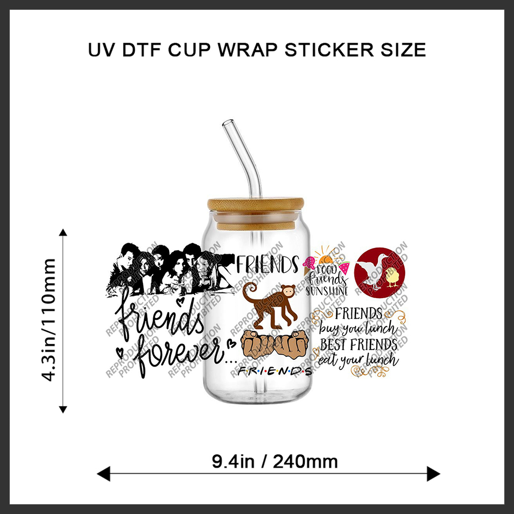 Retro Friend Themed UV DTF 16o - Old Fashioned Glass review and price
